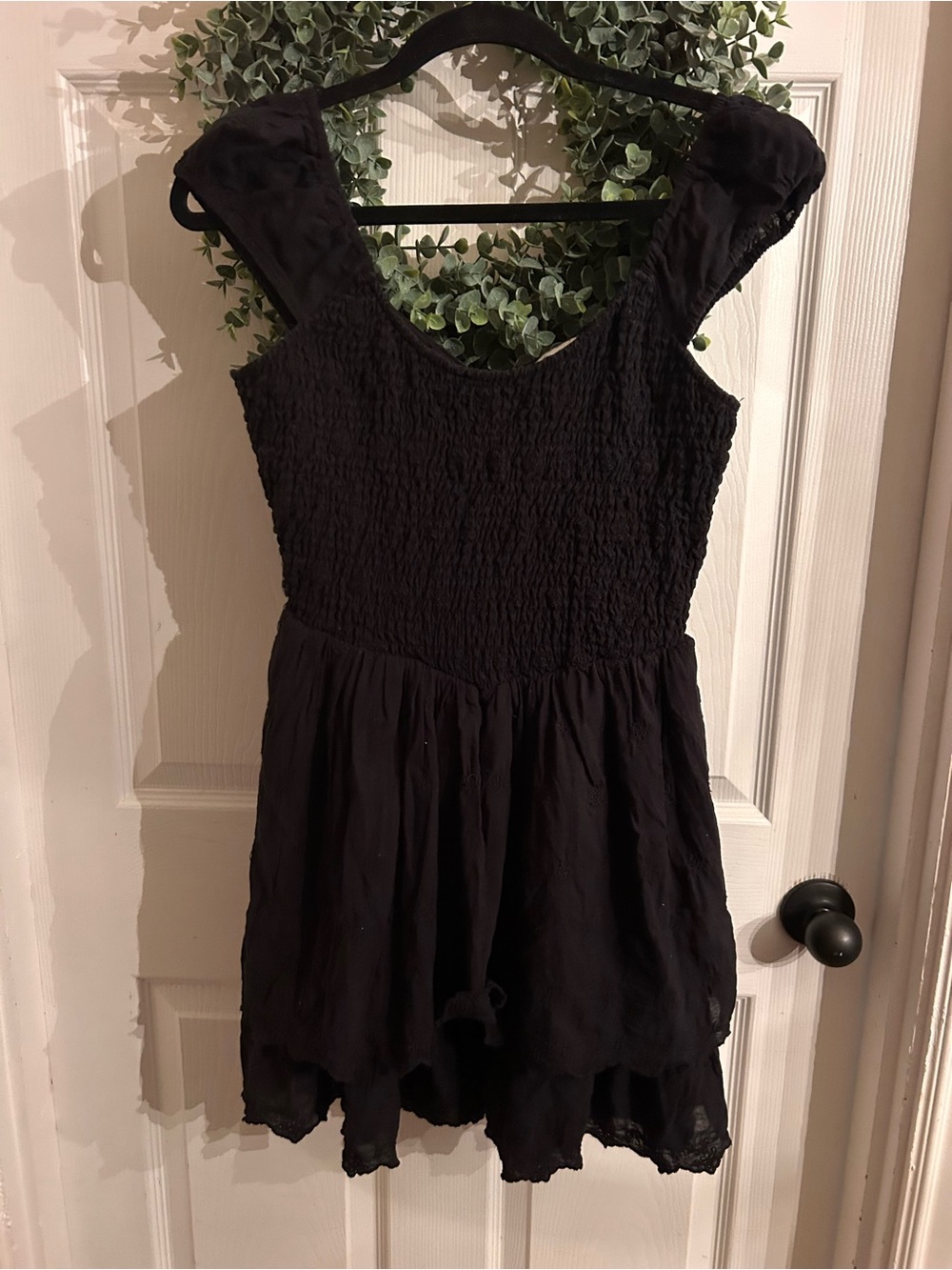 American Eagle Outfitters Black Smocked A-line Sundress